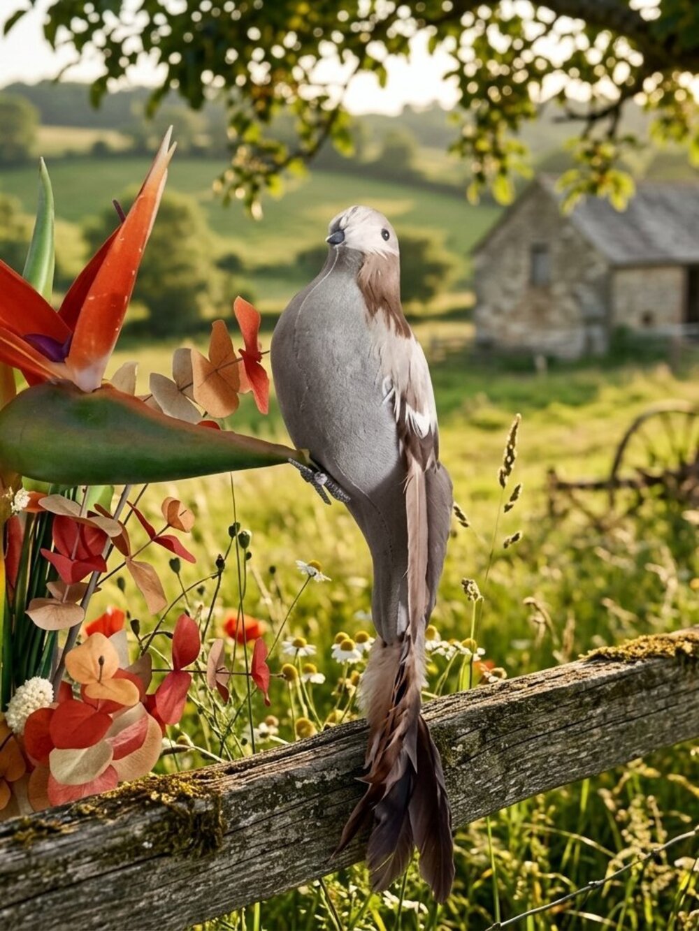 Lot of 6 Faux Artificial Long Tailed Ground Dove Craft Decor Cottagecore